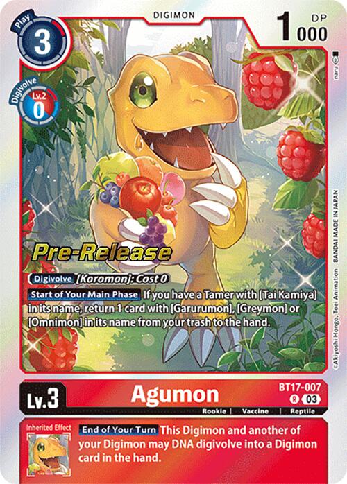 Agumon [BT17-007] [Secret Crisis Pre-Release Cards] | Tables and Towers