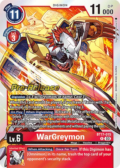 WarGreymon [BT17-015] [Secret Crisis Pre-Release Cards] | Tables and Towers