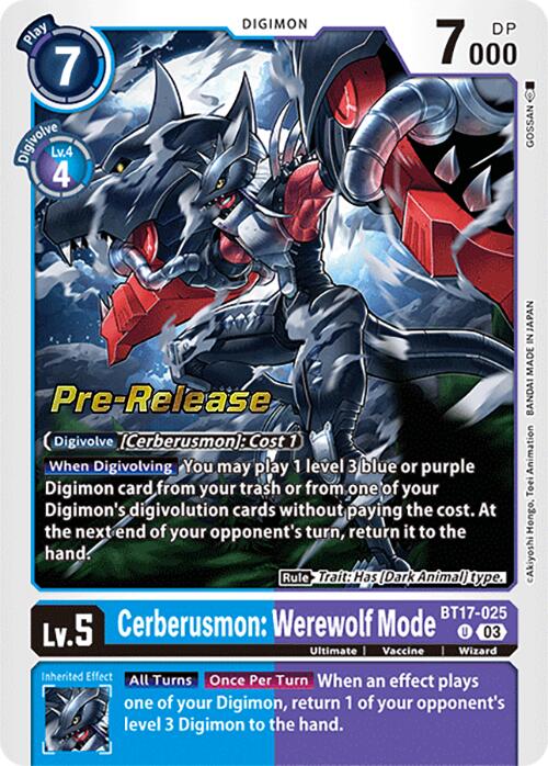 Cerberusmon: Werewolf Mode [BT17-025] [Secret Crisis Pre-Release Cards] | Tables and Towers