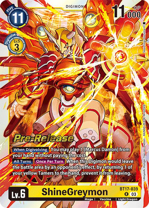 ShineGreymon [BT17-039] [Secret Crisis Pre-Release Cards] | Tables and Towers