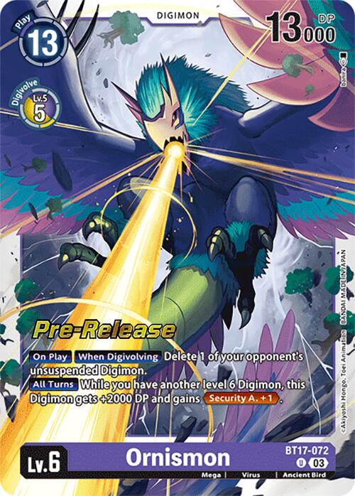 Ornismon [BT17-072] [Secret Crisis Pre-Release Cards] | Tables and Towers