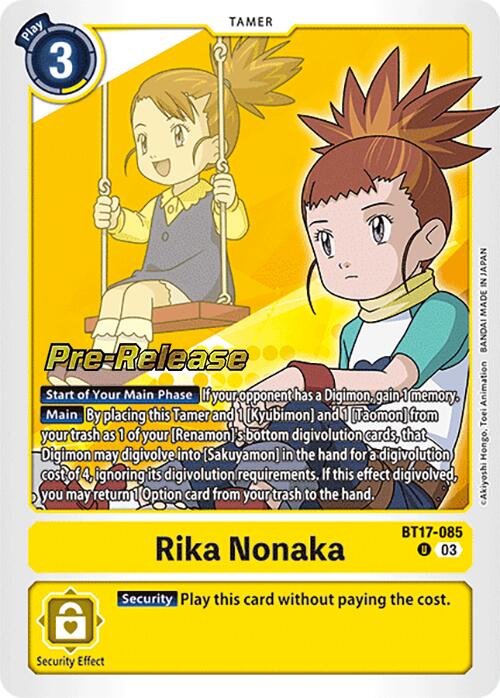 Rika Nonaka [BT17-085] [Secret Crisis Pre-Release Cards] | Tables and Towers