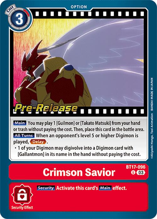 Crimson Savior [BT17-096] [Secret Crisis Pre-Release Cards] | Tables and Towers