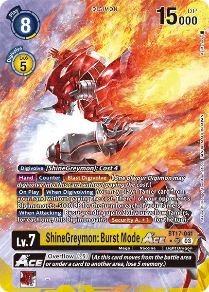 ShineGreymon: Burst Mode ACE [BT17-041] (Alternate Art) [Secret Crisis] | Tables and Towers