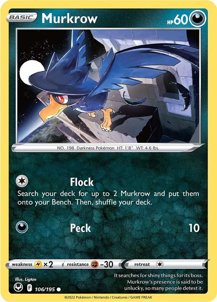 Murkrow (106/195) [Sword & Shield: Silver Tempest] | Tables and Towers