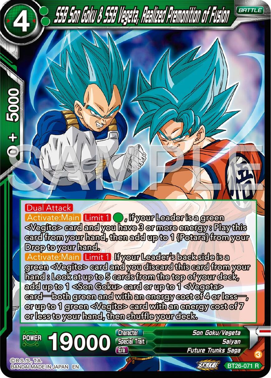 SSB Son Goku & SSB Vegeta, Realized Premonition of Fusion (BT26-071) [Ultimate Advent] | Tables and Towers