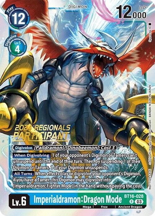 Imperialdramon: Dragon Mode [BT16-028] (2024 Regionals Participant) [Beginning Observer] | Tables and Towers