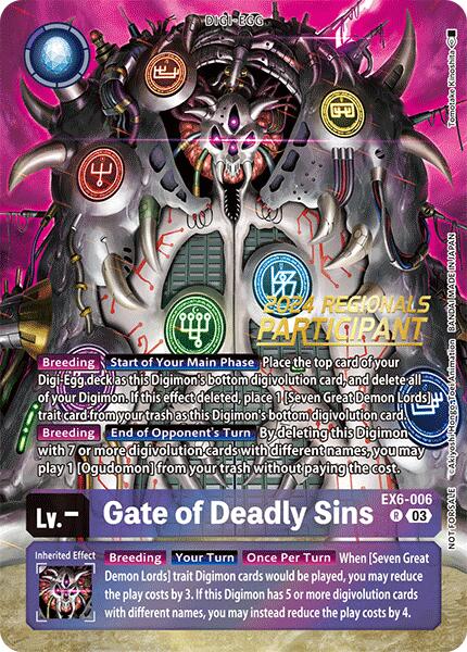 Gate of Deadly Sins [EX6-006] (2024 Regionals Participant) [Infernal Ascension] | Tables and Towers