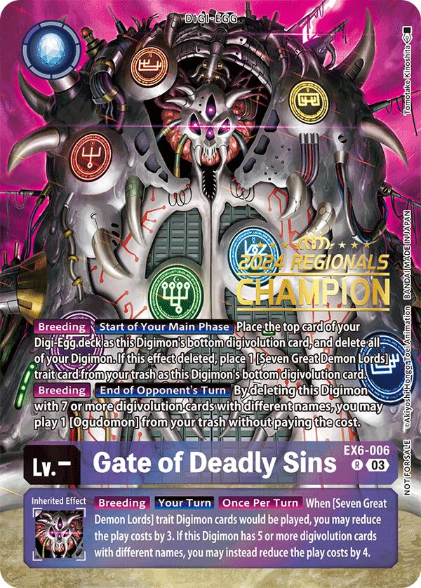 Gate of Deadly Sins [EX6-006] (2024 Regionals Champion) [Infernal Ascension] | Tables and Towers