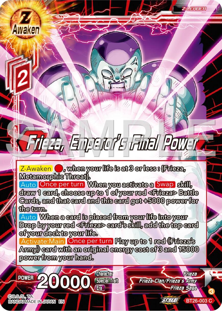 Frieza, Emperor's Final Power (BT26-003) [Ultimate Advent] | Tables and Towers