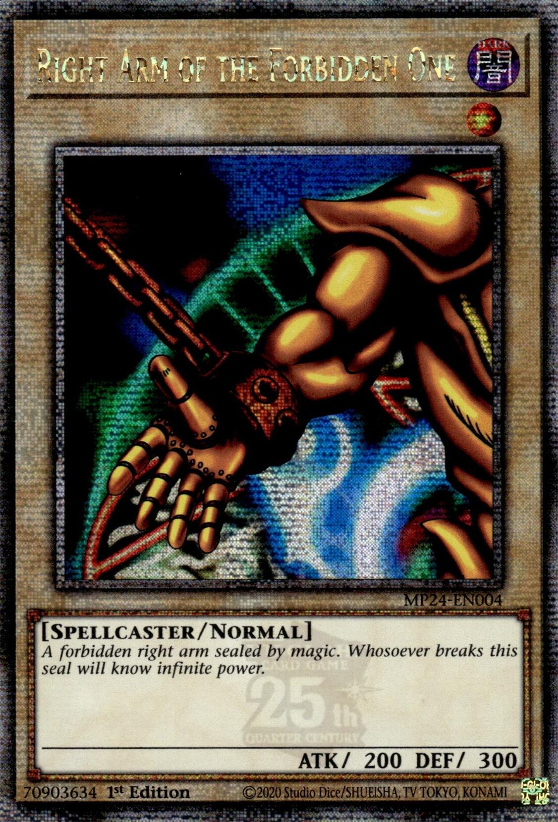 Right Arm of the Forbidden One [MP24-EN004] Quarter Century Secret Rare | Tables and Towers