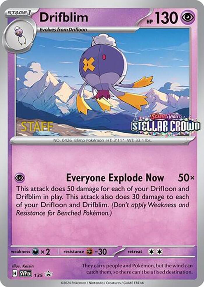 Drifblim (135) (Staff Promo) [Scarlet & Violet: Black Star Promos] | Tables and Towers