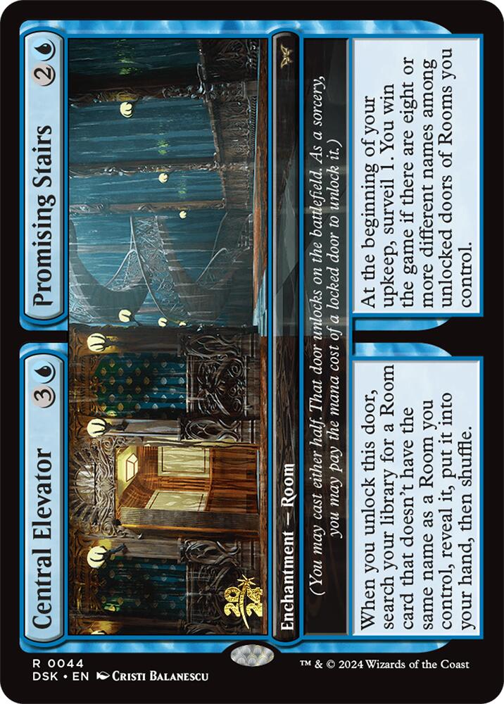 Central Elevator // Promising Stairs [Duskmourn: House of Horror Prerelease Promos] | Tables and Towers