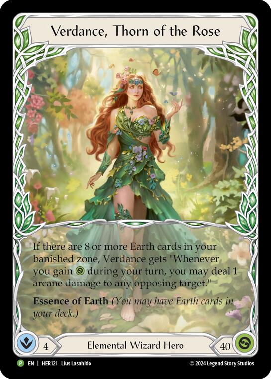 Verdance, Thorn of the Rose - HER121 [HER121] (Promo)  Rainbow Foil | Tables and Towers