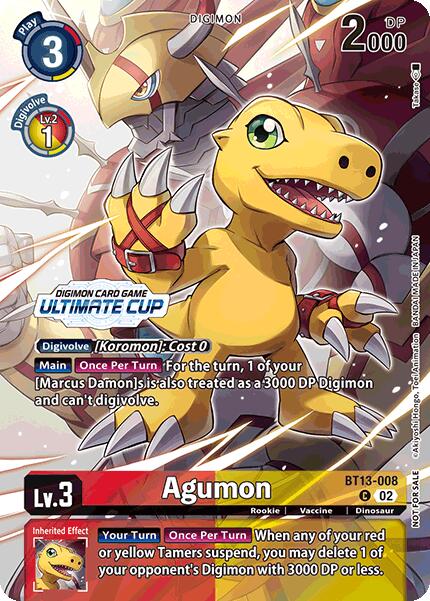 Agumon [BT13-008] (Ultimate Cup 2024) [Versus Royal Knights Booster] | Tables and Towers