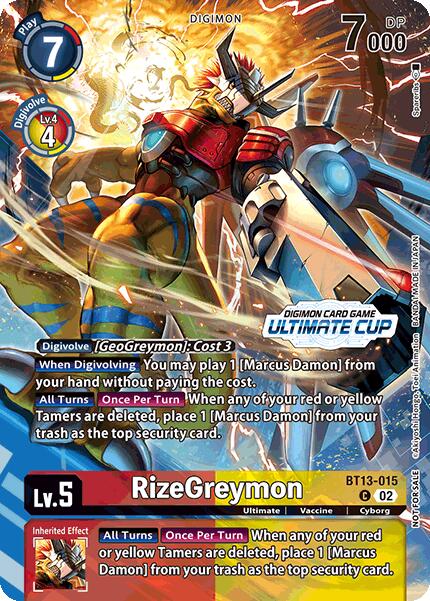 RizeGreymon [BT13-015] (Ultimate Cup 2024) [Versus Royal Knights Booster] | Tables and Towers