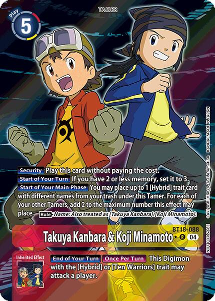 Takuya Kanbara & Koji Minamoto [BT18-088] (Release Special Booster 2.0: Box Promotion Pack) [Release Special Booster 2.0] | Tables and Towers