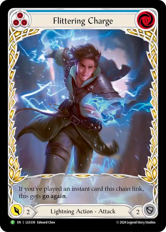 Flittering Charge (Blue) (Extended Art) [LGS339] (Promo)  Rainbow Foil | Tables and Towers