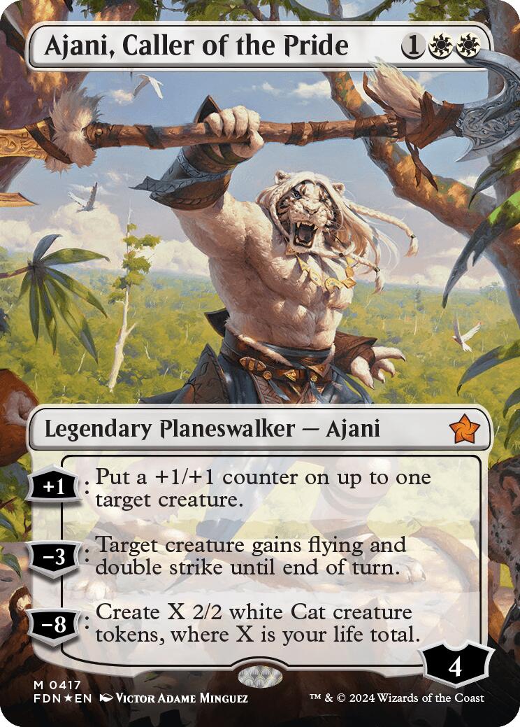 Ajani, Caller of the Pride (Borderless) (Mana Foil) [Foundations] | Tables and Towers