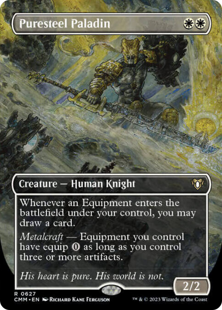 Puresteel Paladin (Borderless Alternate Art) [Commander Masters] | Tables and Towers