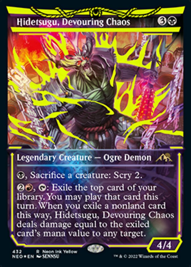 Hidetsugu, Devouring Chaos (Neon Ink Yellow) [Kamigawa: Neon Dynasty] | Tables and Towers