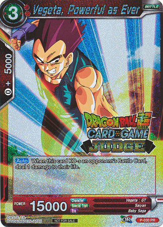 Vegeta, Powerful as Ever (P-030) [Judge Promotion Cards] | Tables and Towers