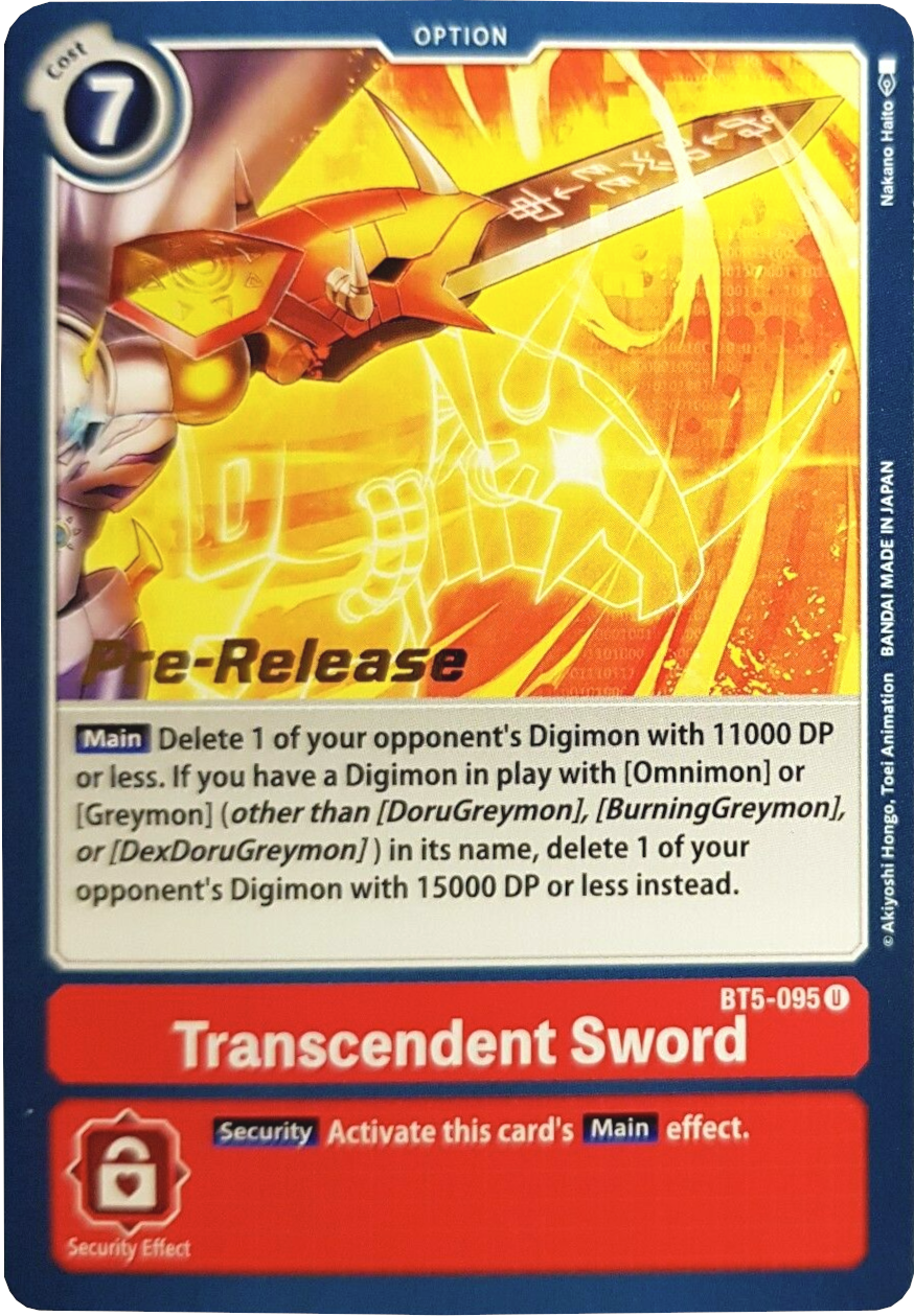 Transcendent Sword [BT5-095] [Battle of Omni Pre-Release Promos] | Tables and Towers