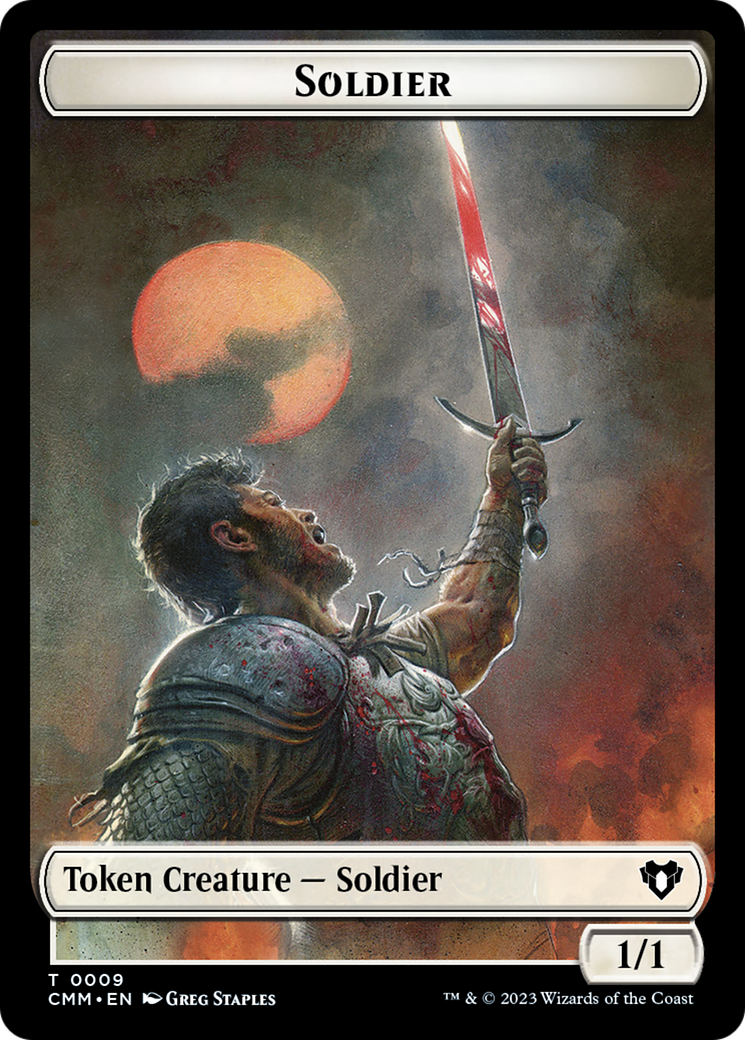 Soldier (0009) // Daretti, Scrap Savant Emblem Double-Sided Token [Commander Masters Tokens] | Tables and Towers