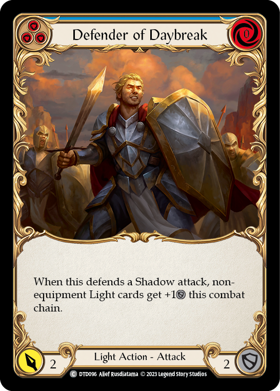 Defender of Daybreak (Blue) [DTD096] (Dusk Till Dawn)  Rainbow Foil | Tables and Towers