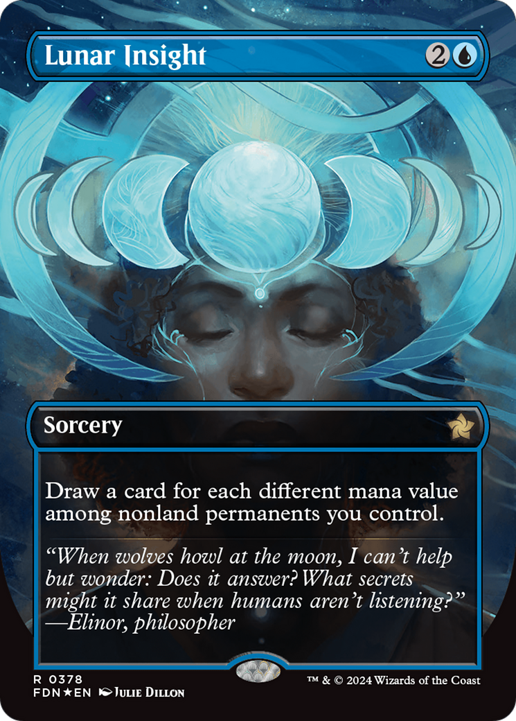 Lunar Insight (Borderless) (Mana Foil) [Foundations] | Tables and Towers