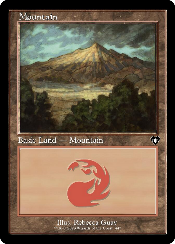 Mountain (447) (Retro) [Commander Masters] | Tables and Towers