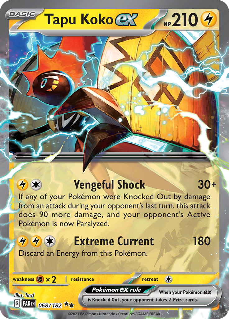 Tapu Koko ex (068/182) [Scarlet & Violet: Paradox Rift] | Tables and Towers