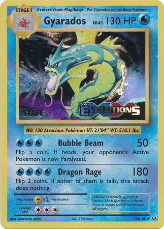 Gyarados (34/108) (XY Evolutions Staff Prerelease) [XY: Black Star Promos] | Tables and Towers