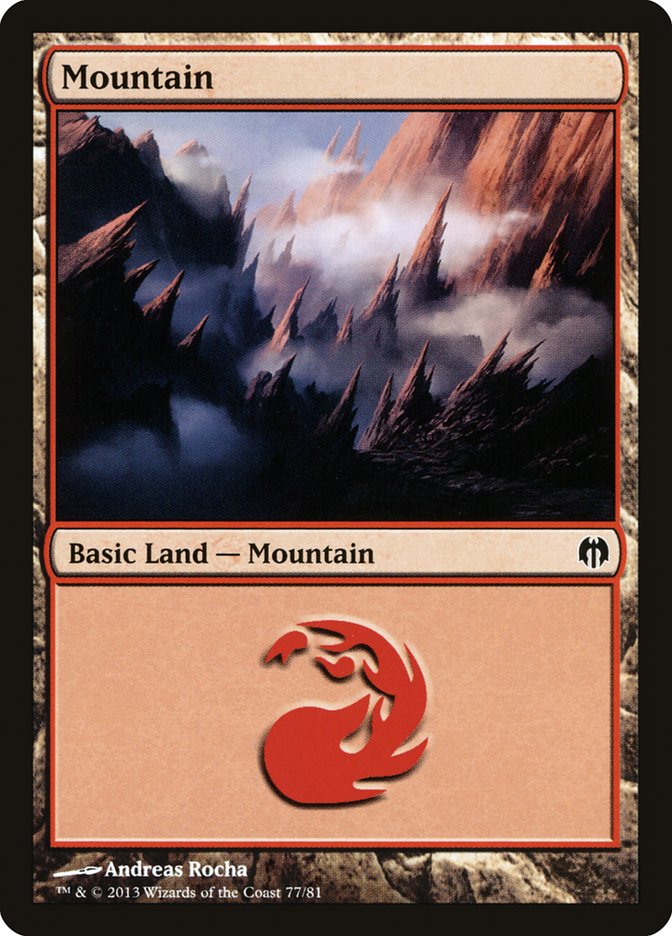 Mountain (77) [Duel Decks: Heroes vs. Monsters] | Tables and Towers