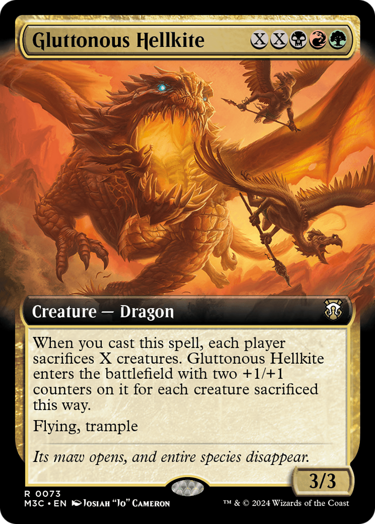 Gluttonous Hellkite (Extended Art) (Ripple Foil) [Modern Horizons 3 Commander] | Tables and Towers