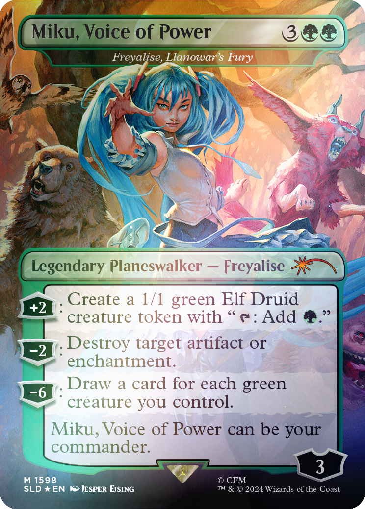 Miku, Voice of Power - Freyalise, Llanowar's Fury (Rainbow Foil) [Secret Lair Drop Series] | Tables and Towers