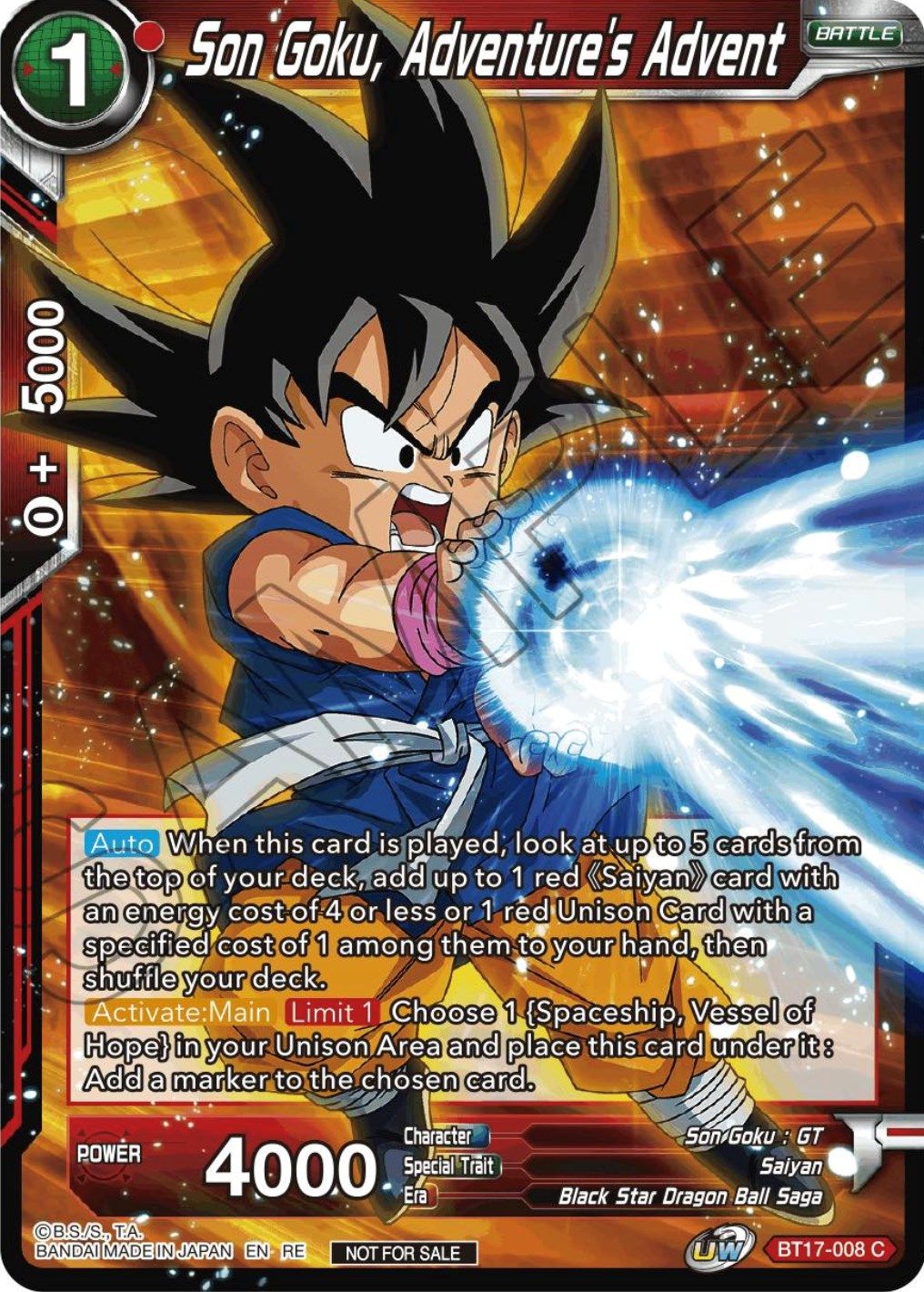 Son Goku, Adventure's Advent (Championship Selection Pack 2023 Vol.1) (BT17-008) [Tournament Promotion Cards] | Tables and Towers