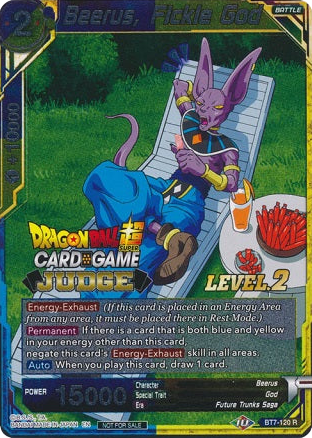 Beerus, Fickle God (Level 2) (BT7-120) [Judge Promotion Cards] | Tables and Towers