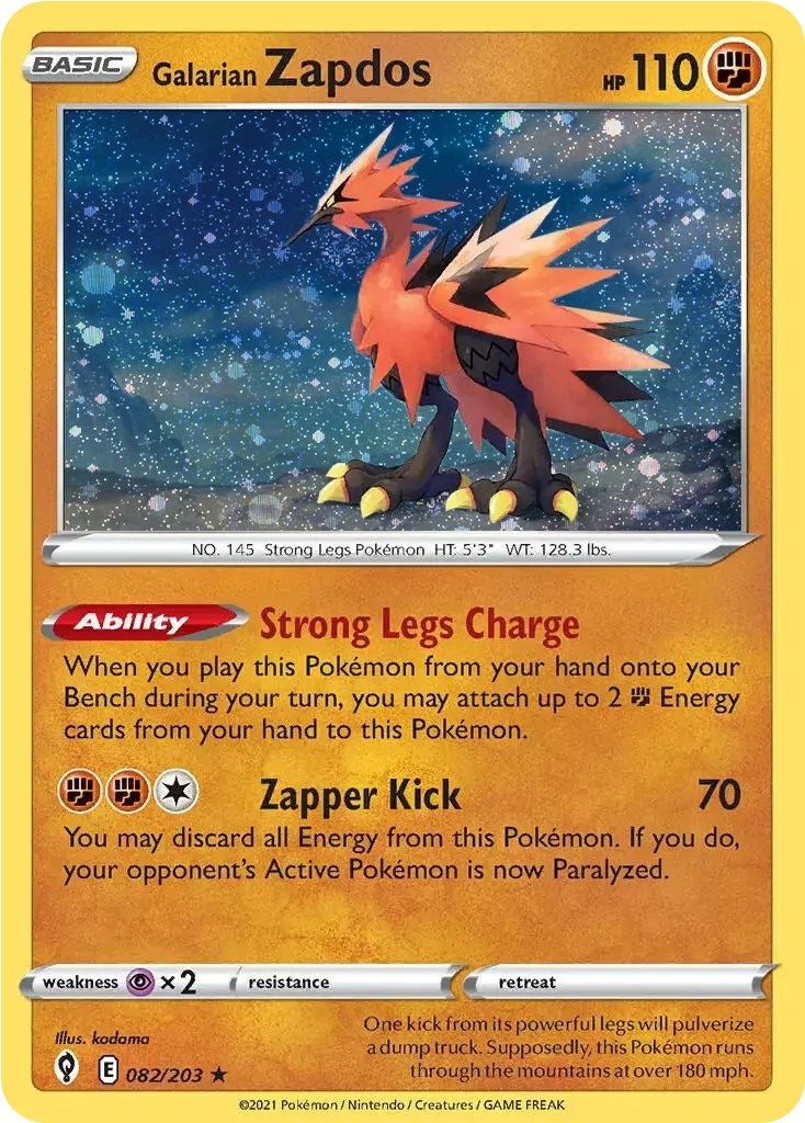 Galarian Zapdos (082/203) (Cosmos Holo) [Sword & Shield: Evolving Skies] | Tables and Towers