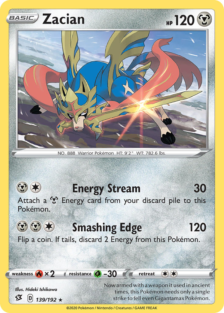 Zacian (139/192) (Cracked Ice Holo) (Theme Deck Exclusives) [Sword & Shield: Rebel Clash] | Tables and Towers