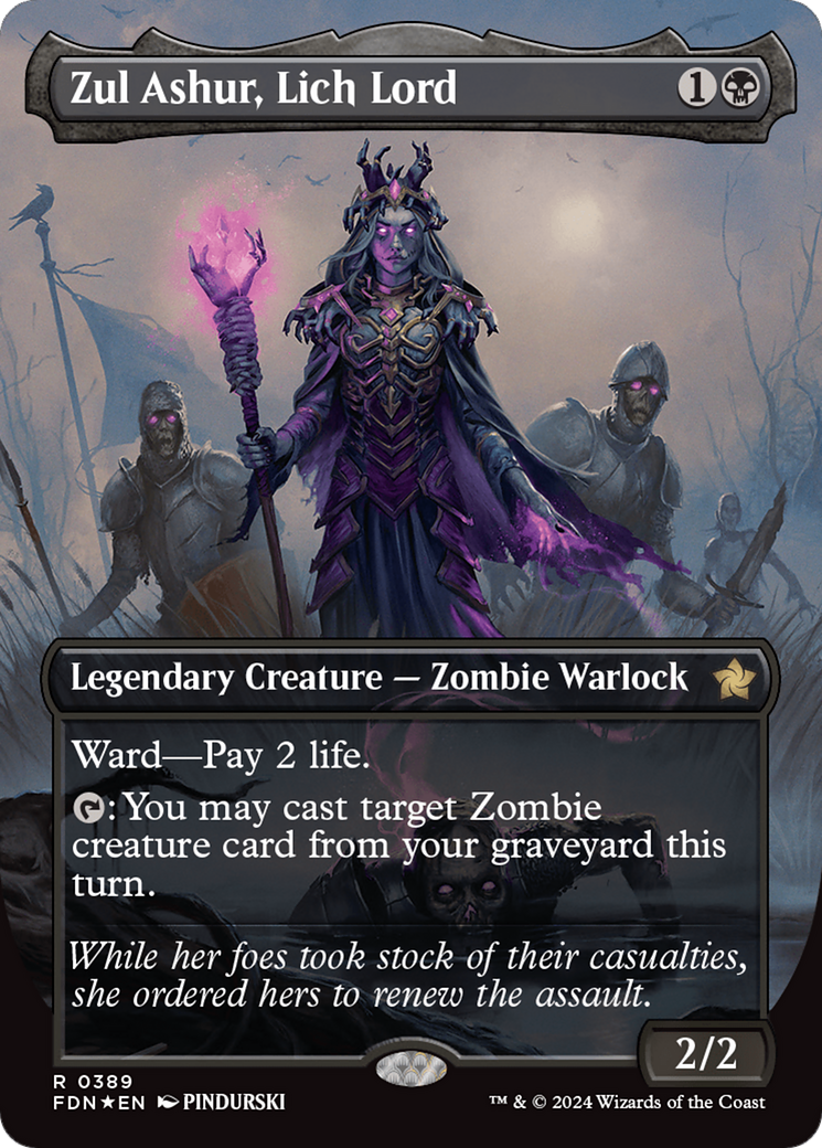 Zul Ashur, Lich Lord (Borderless) (Mana Foil) [Foundations] | Tables and Towers