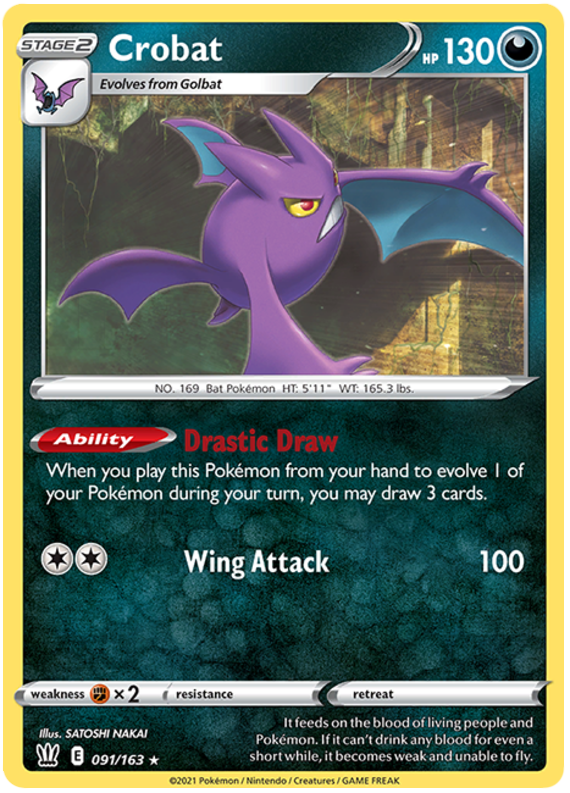 Crobat (091/163) (Theme Deck Exclusive) [Sword & Shield: Battle Styles] | Tables and Towers