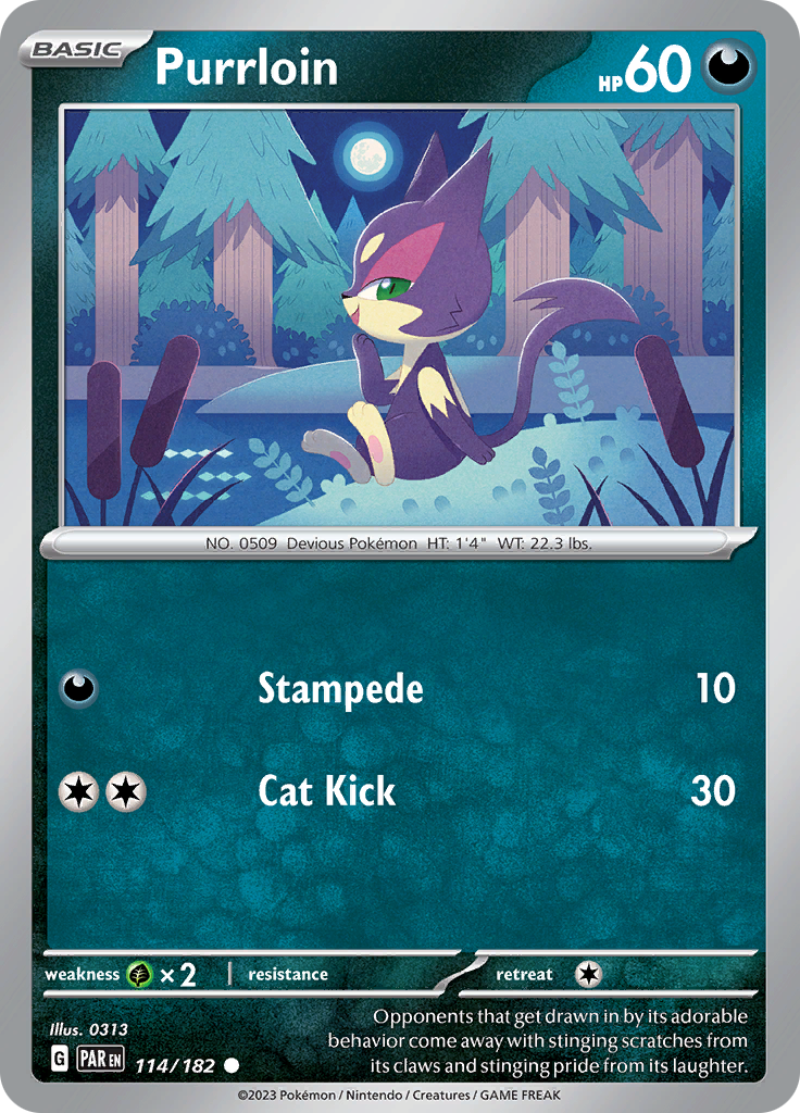 Purrloin (114/182) [Scarlet & Violet: Paradox Rift] | Tables and Towers