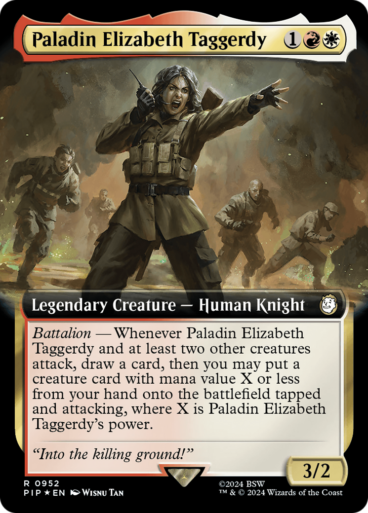 Paladin Elizabeth Taggerdy (Extended Art) (Surge Foil) [Fallout] | Tables and Towers