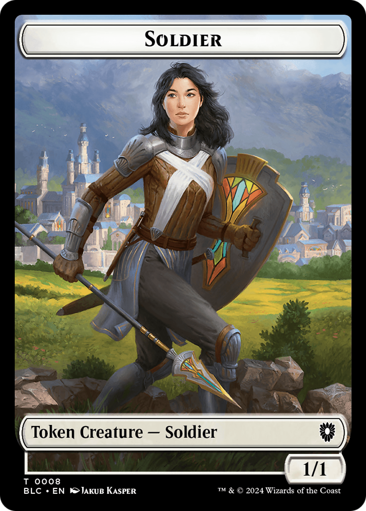 Human // Soldier Double-Sided Token [Bloomburrow Commander Tokens] | Tables and Towers