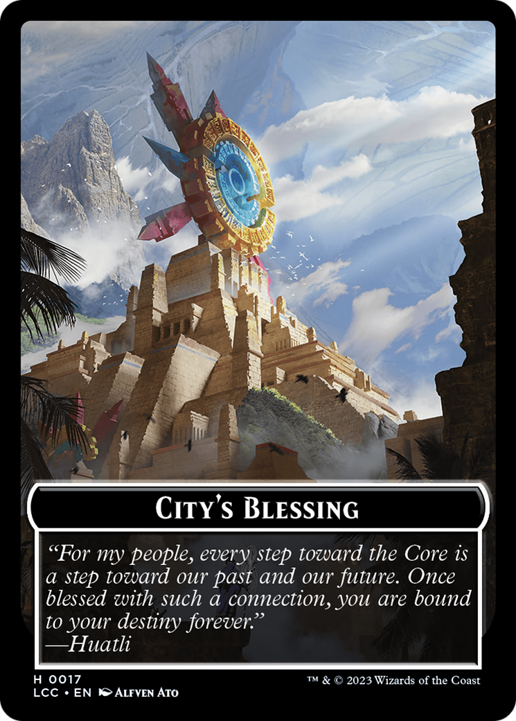 City's Blessing // Dinosaur Double-Sided Token [The Lost Caverns of Ixalan Commander Tokens] | Tables and Towers