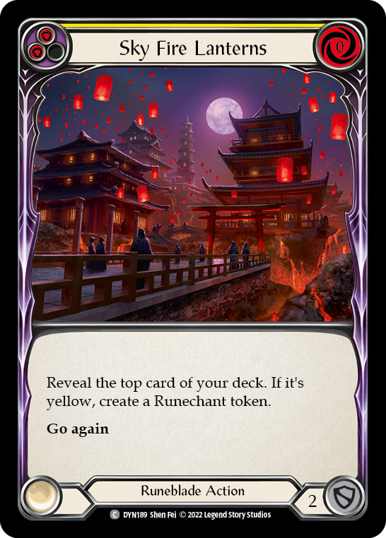 Sky Fire Lanterns (Yellow) [DYN189] (Dynasty)  Rainbow Foil | Tables and Towers