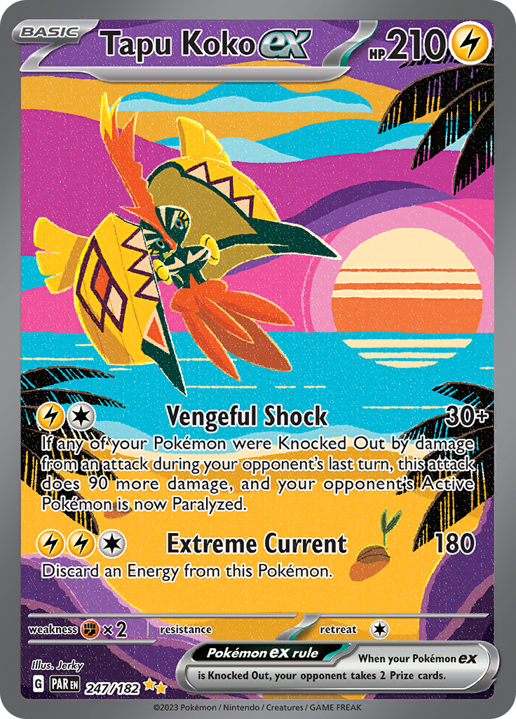 Tapu Koko ex (247/182) [Scarlet & Violet: Paradox Rift] | Tables and Towers