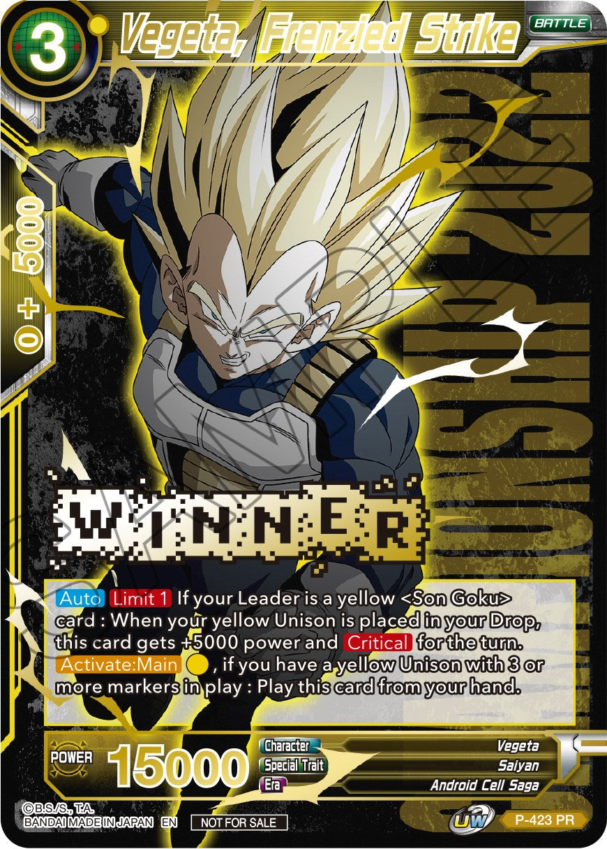 Vegeta, Frenzied Strike (Championship Pack 2022 Vol.2) (Winner Gold Stamped) (P-423) [Promotion Cards] | Tables and Towers