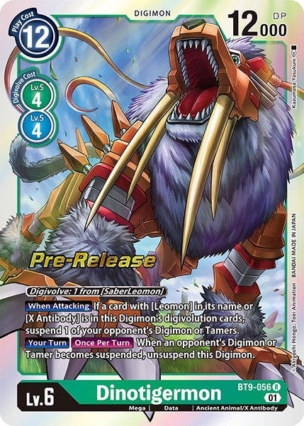 Dinotigermon [BT9-056] [X Record Pre-Release Promos] | Tables and Towers